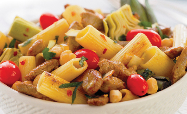 Rigatonis Au Veau Du Quebec Pois Chiches Et Artichauts